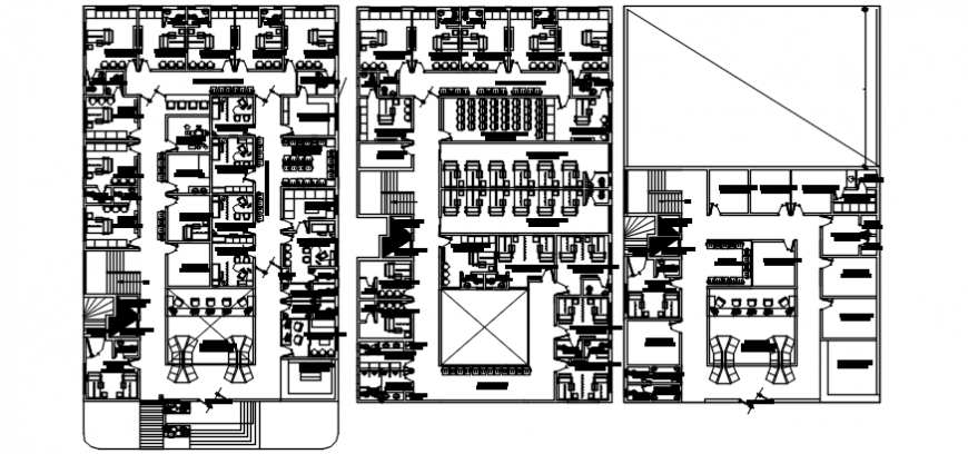 Floor plan distribution drawing details of office building dwg file