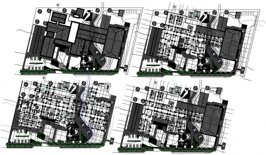 Floor plan distribution drawing details of regional hospital dwg file