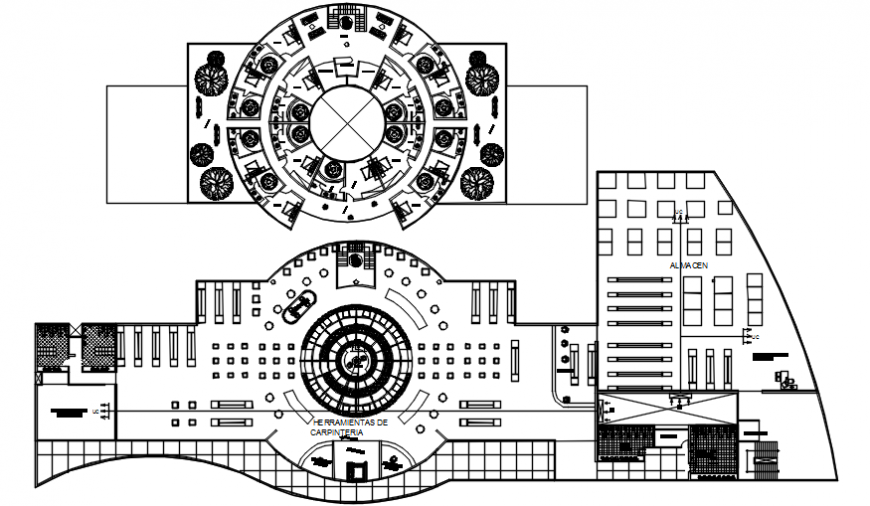 Floor plan distribution drawing details of shopping center dwg file