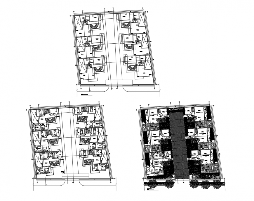 Floor plan distribution layout details of luxuries hotel building dwg file