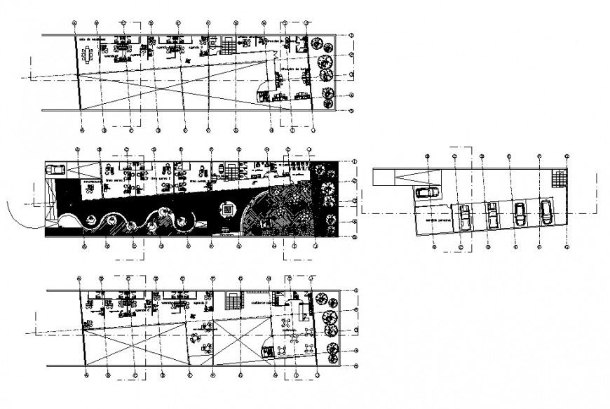 Floor plan distribution layout of multi-story hotel building cad drawing details dwg file