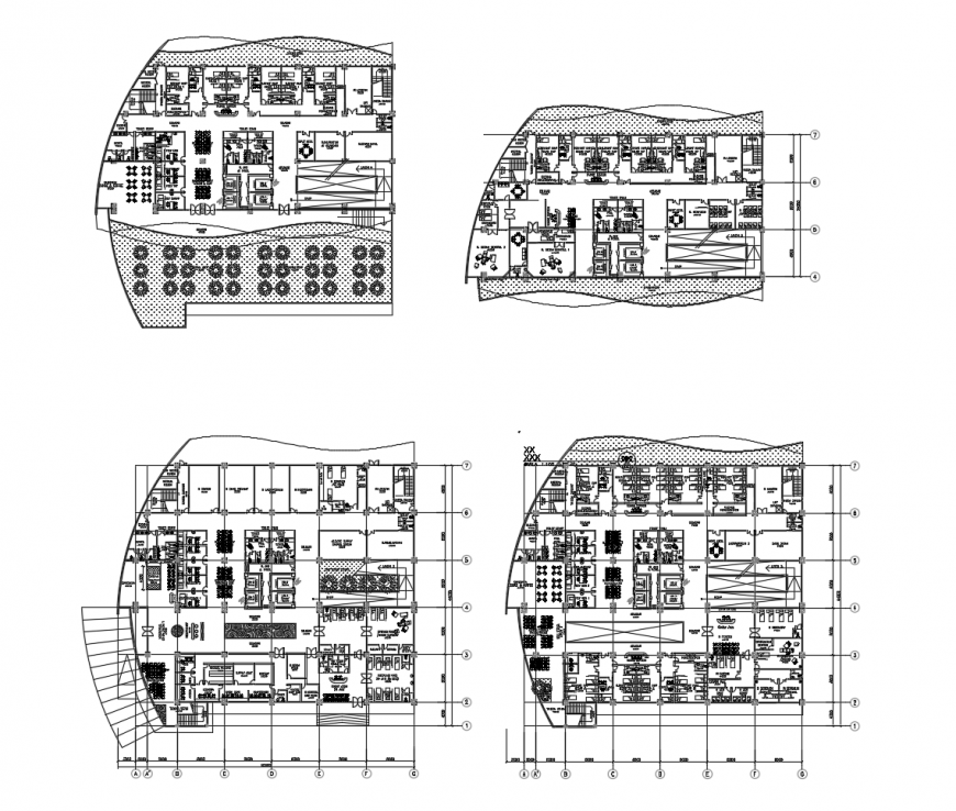 Floor plan distribution layout plan details of multi-story maternity hospital dwg file