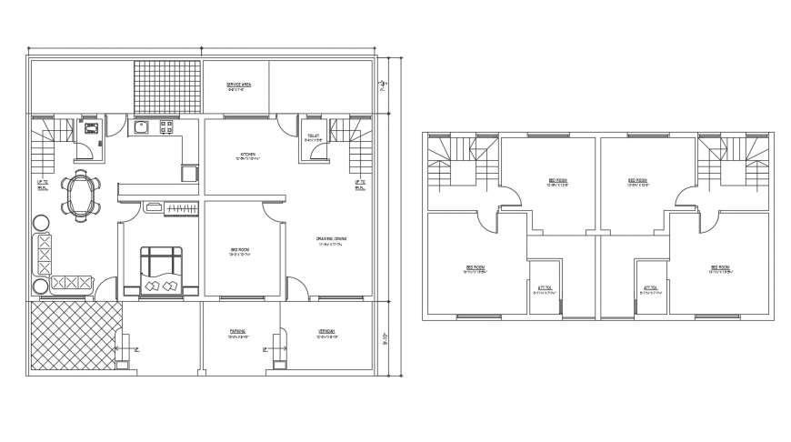 Floor plan distribution layout plan details of residential house dwg file
