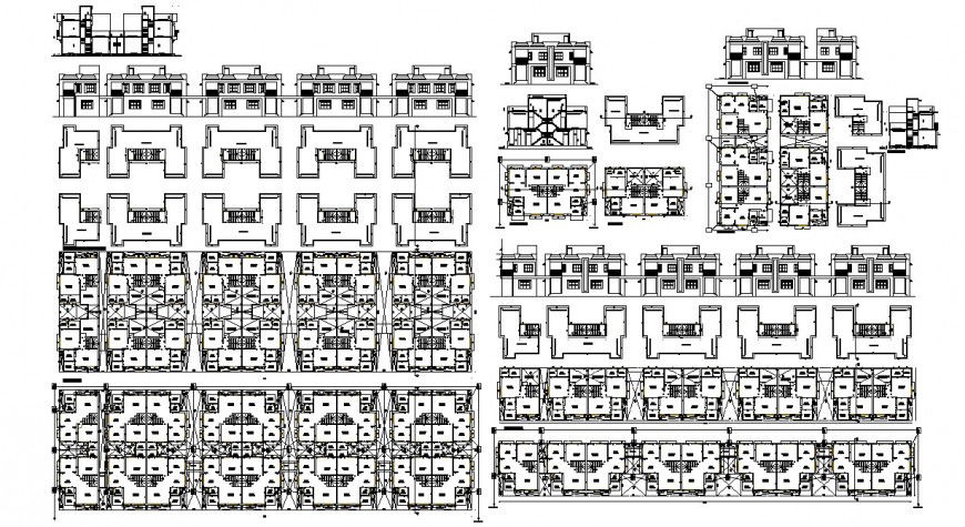 Floor plan distribution of all blocks of apartment building houses dwg file
