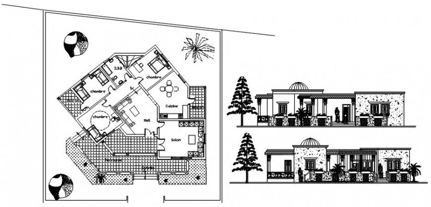 Floor plan drawings detail 2d view with elevation of apartment dwg file