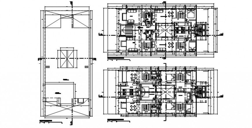 Floor plan drawings detailing of multi-story apartment building dwg file