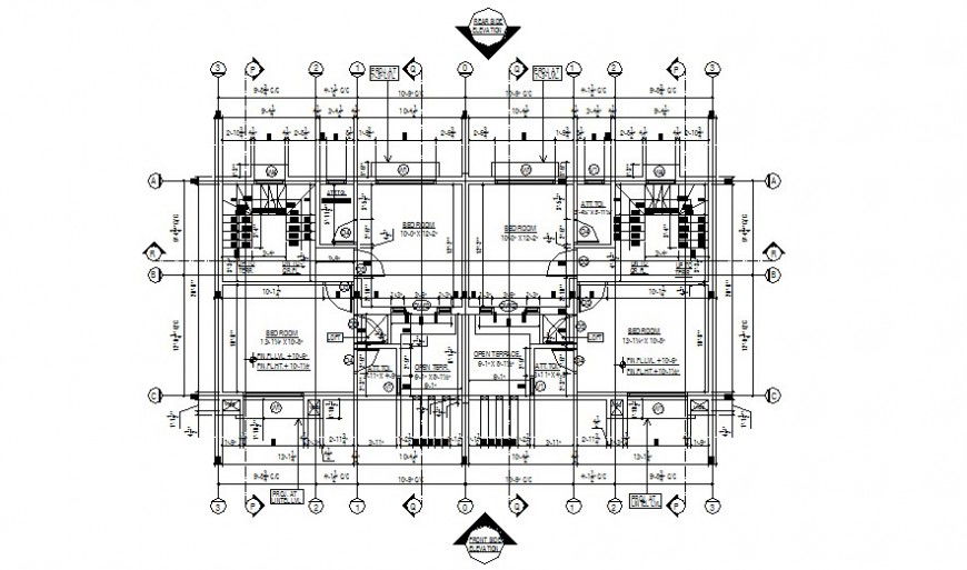 Floor plan drawings details of Building 2d view autocad software file