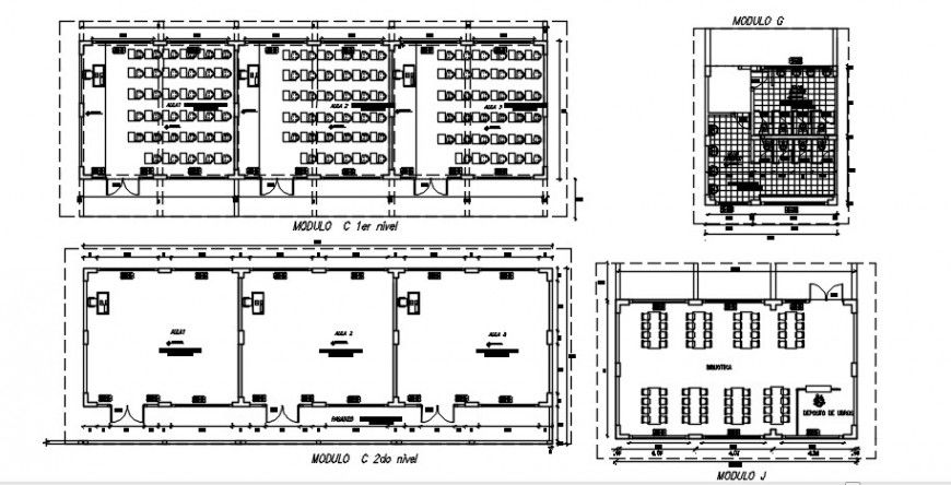Floor plan drawings details of college building units dwg autocad file