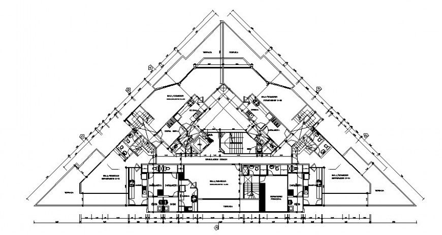 Floor plan drawings of residential apartment 2d view autocad file