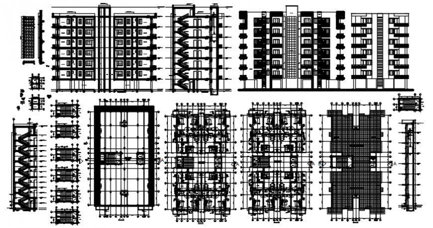 Floor plan elevation and section view of apartment in AutoCAD file