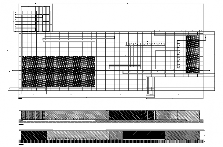 Floor plan layout and elevation of building dwg file