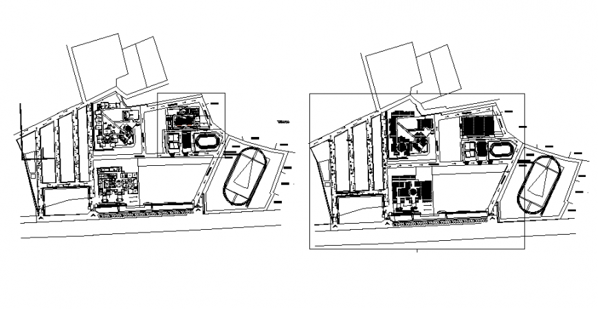 Floor plan layout details of corporate office building dwg file