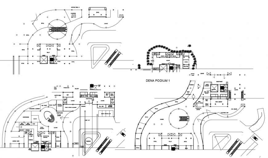 Floor plan layout details of corporate office building tower cad drawing details dwg file