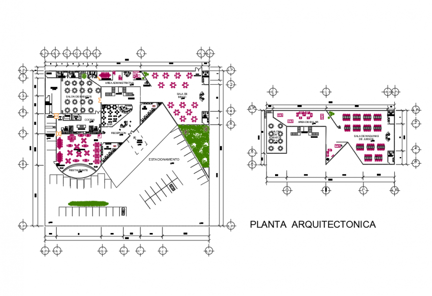 Floor plan layout details of restaurant with casino dwg file