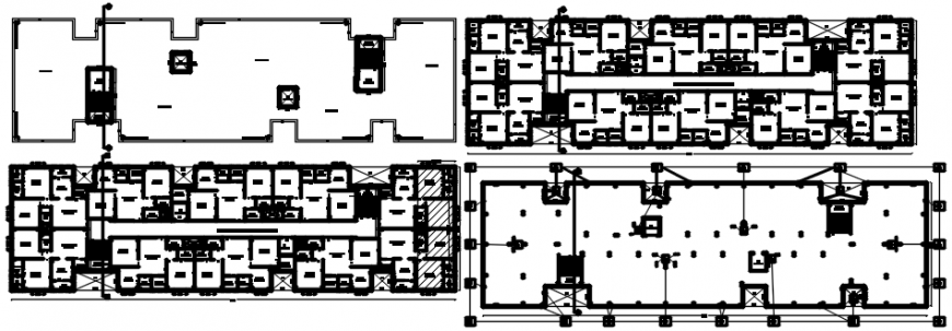 Floor plan layout drawing details of residential flats building dwg file