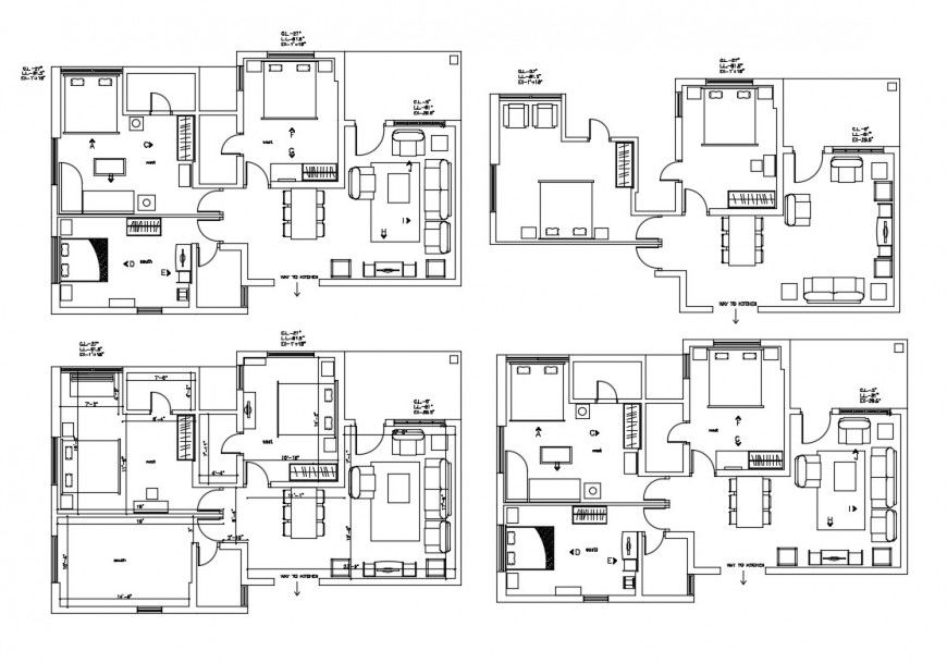Floor plan multi-family residential housing building dwg file