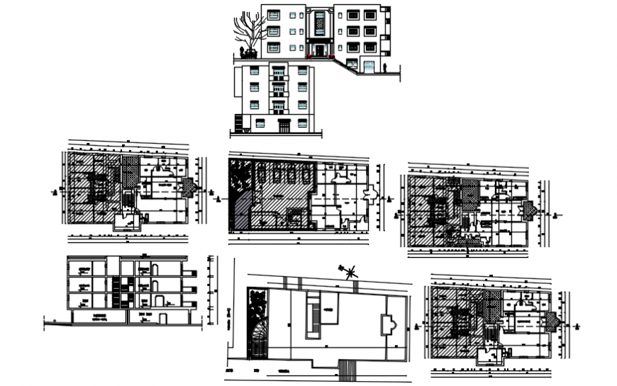 Floor plan of apartment with elevation in auto cad software