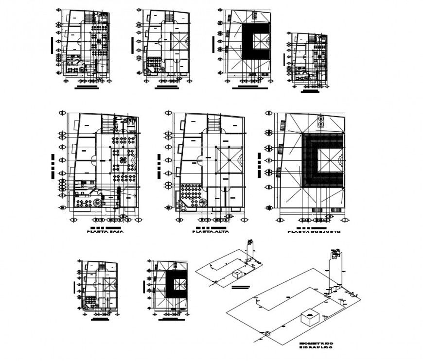 Floor plan of commercial Centre with detail in auto cad