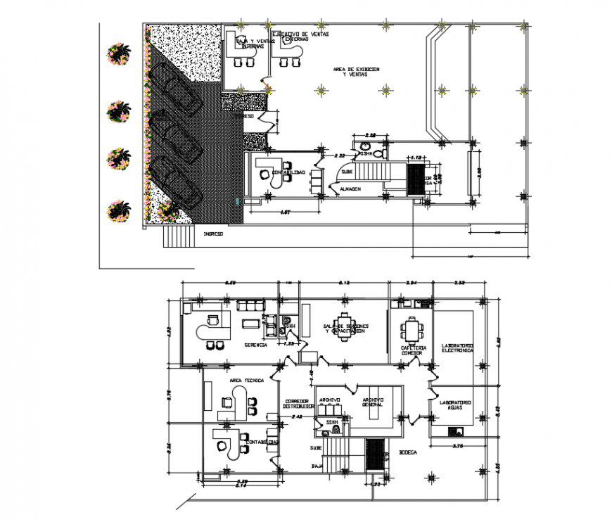 Floor plan of corporate building design dwg file