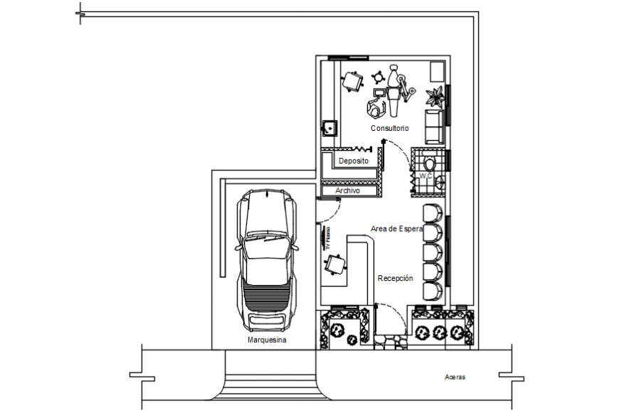 Floor plan of dental clinic autocad dwg file
