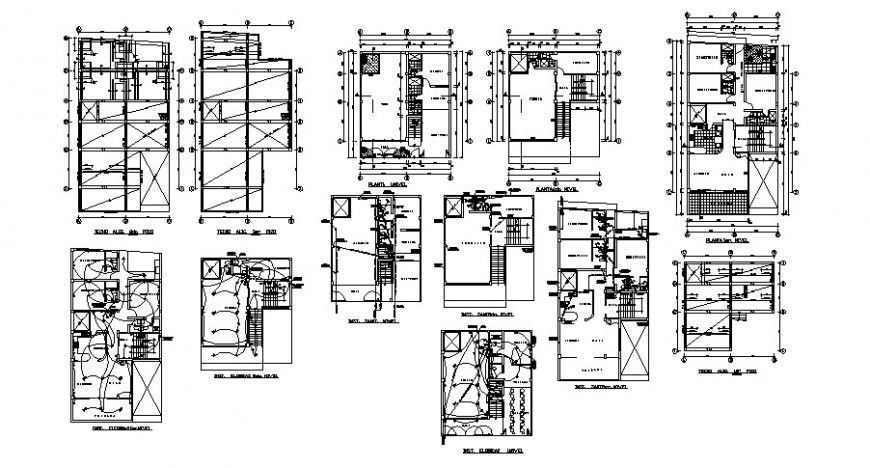Floor plan of home with detail in auto cad software