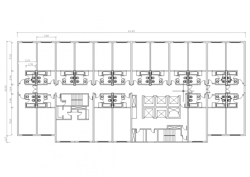 Floor plan of hotel with architecture design dwg file