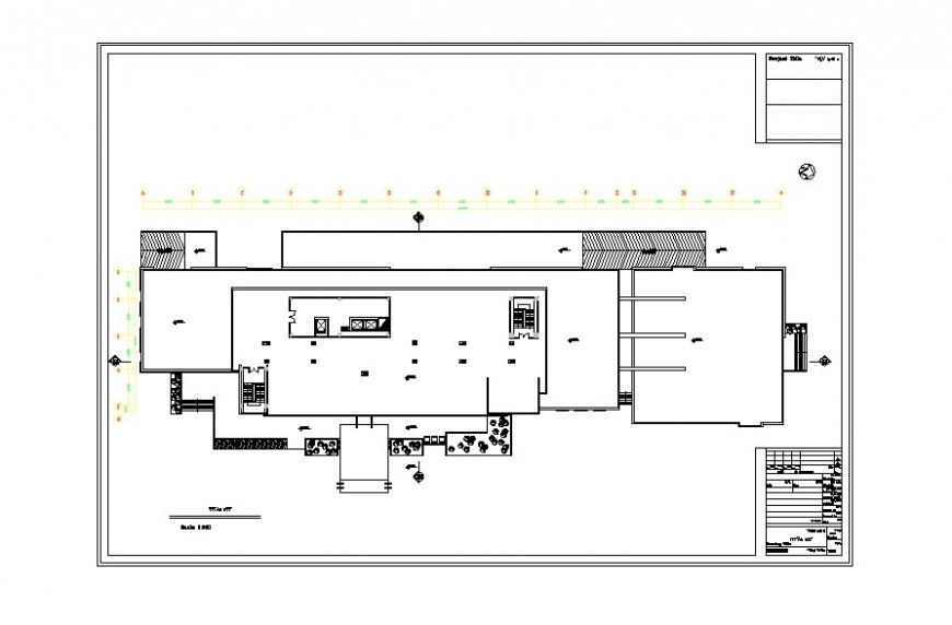 Floor plan of hotel with dimensional detail in file of autocad