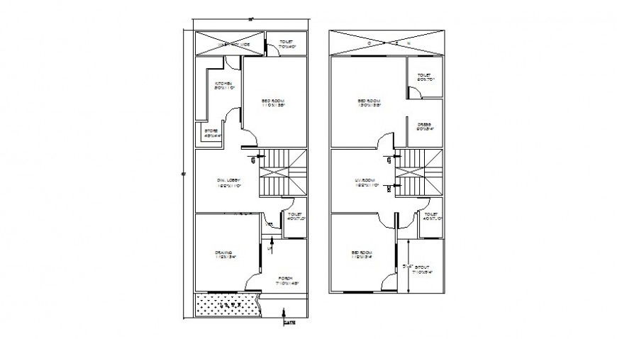 Floor plan of housing apartment drawings 2d view AutoCAD software file