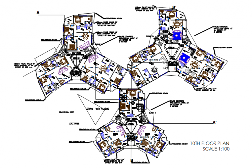 Floor plan of living apartment 2d view CAD layout details in autocad file