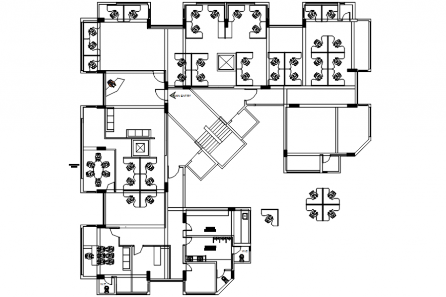 Floor plan of office building 2d view CAD drawings autocad software file