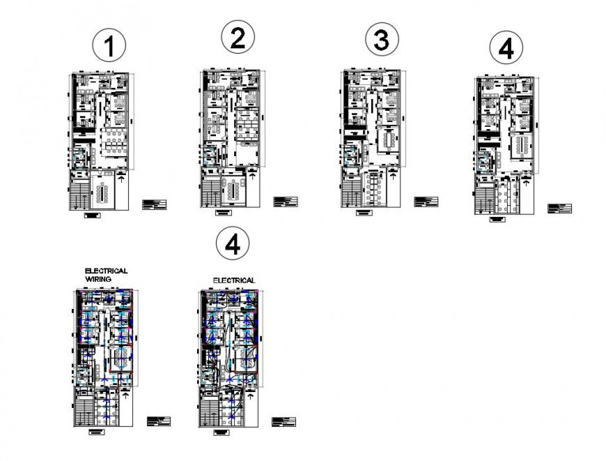 Floor plan of office building and electrical fitting 2d view autocad file