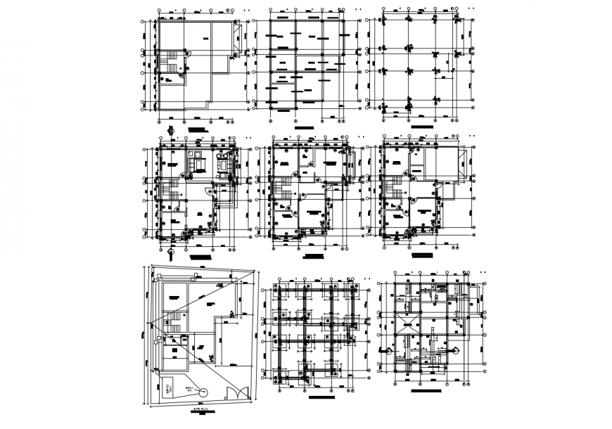 Floor plan of residence area design with architecture view dwg file