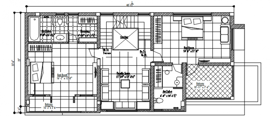 Floor plan of residential area in AutoCAD file