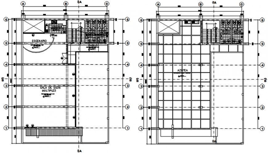Floor plan structure drawing details for regional church dwg file
