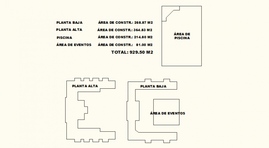 Floor plan with area detail of hotel design dwg file