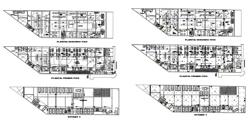 Floor plan with basement of restaurant and snack bar in auto cad