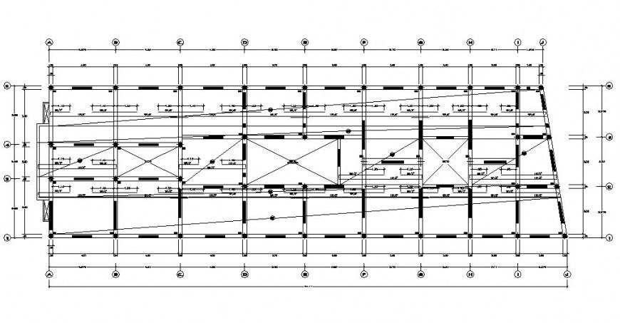 Floor plan with column and beam view for commercial canter in auto cad