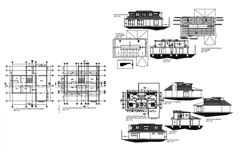 Floor plan with design of elevation of housing area detail dwg file