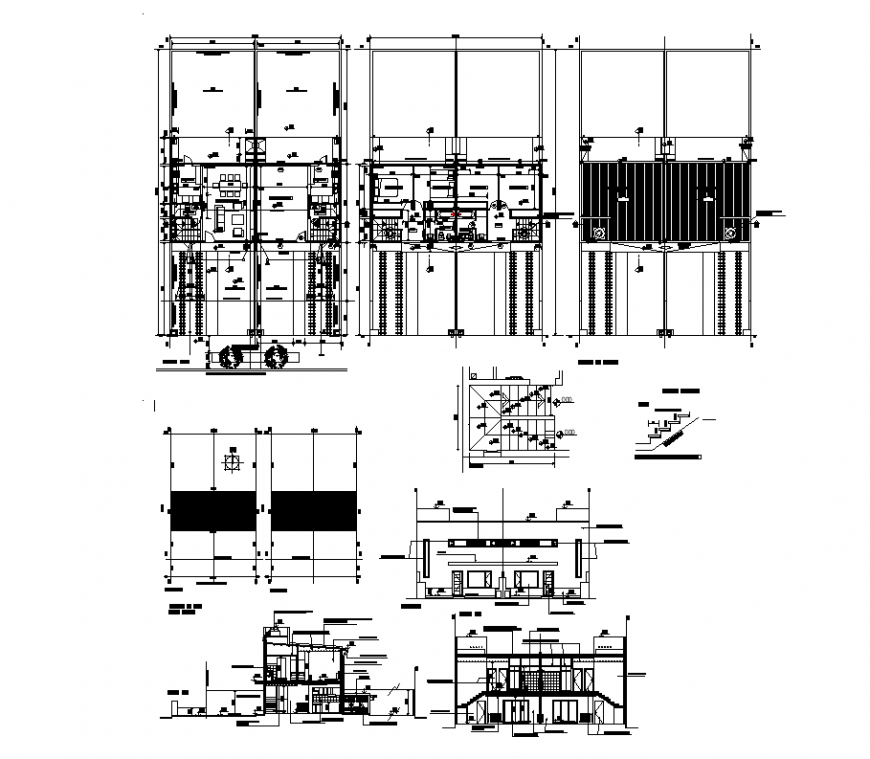 Floor plan with elevation of house area design with architecture detail dwg file