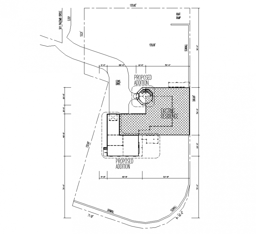 Floor plan with residential area detail of architecture dwg file