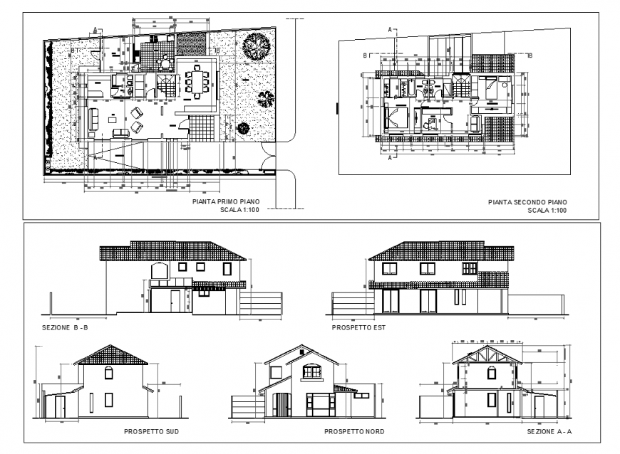 Floor plan with residential area of house design dwg file