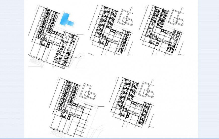Floor plans of hotel in auto cad software