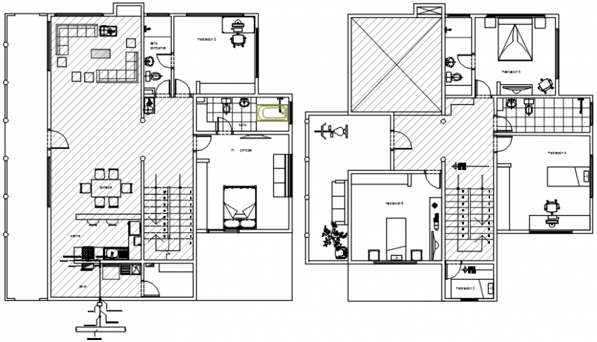 Floor plans of housing area in AutoCAD file