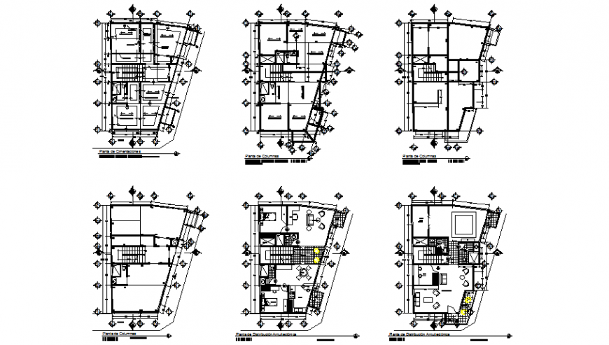 Floor plans of housing project in dwg file.