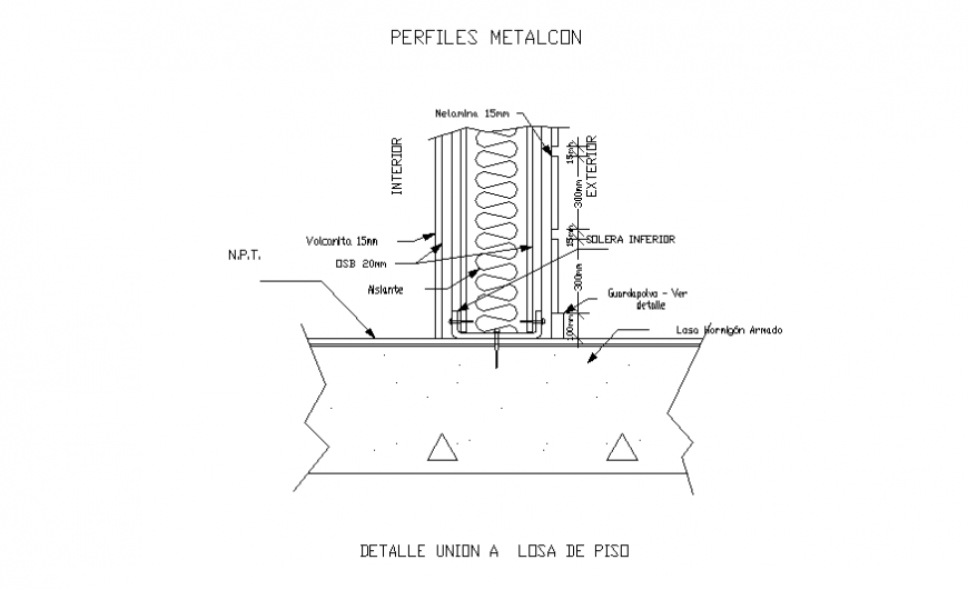 Floor slab metal constructive system cad drawing details dwg file