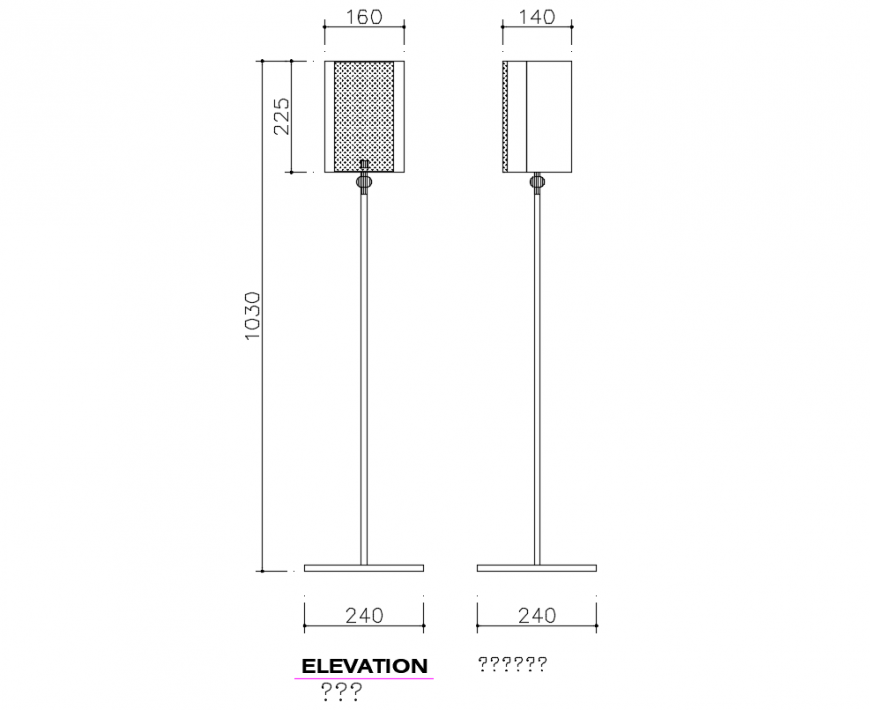 Floor speaker front and side elevation cad blocks details dwg file