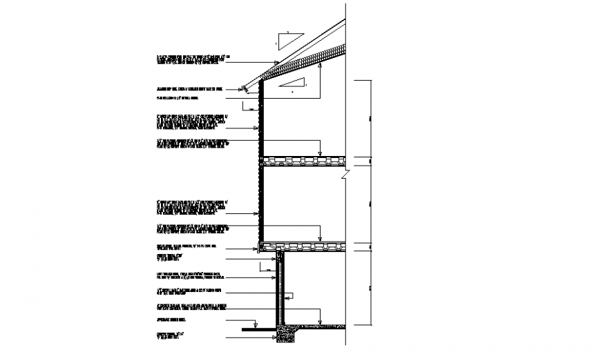 Floor to roof wood section drawing of house in dwg file.