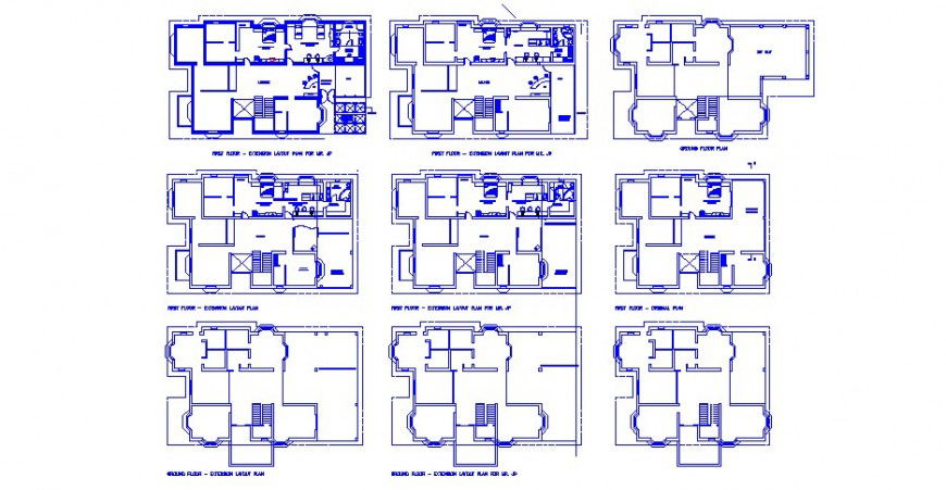 Floor working plan of residential apartments drawing in autocad format