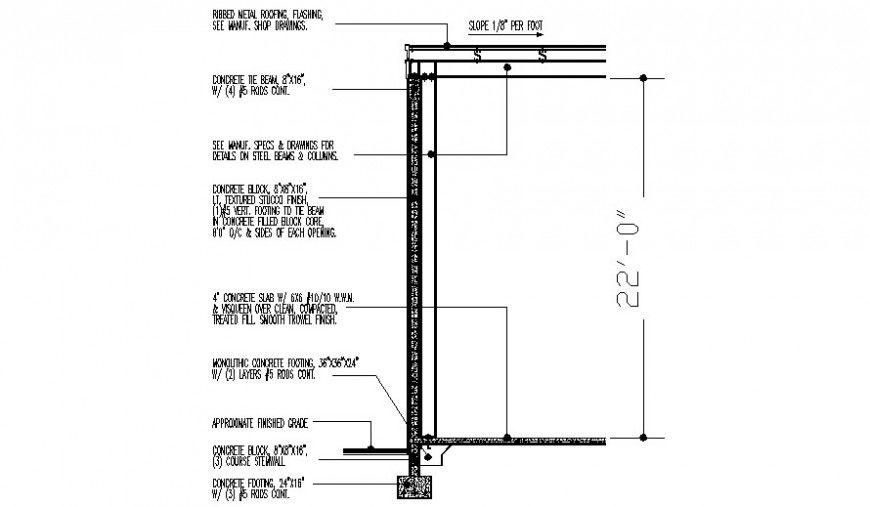 Flooring slab details sectional drawing 2d view autocad file