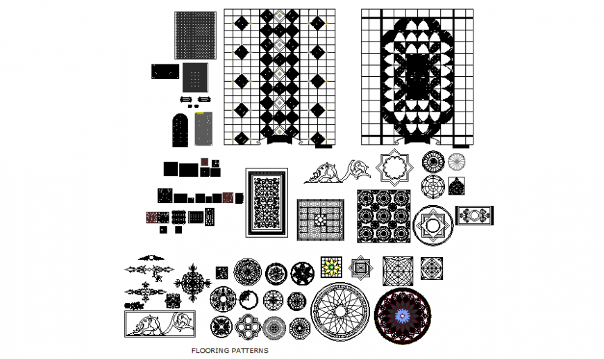 Flooring tile patterns blocks cad drawing details dwg file